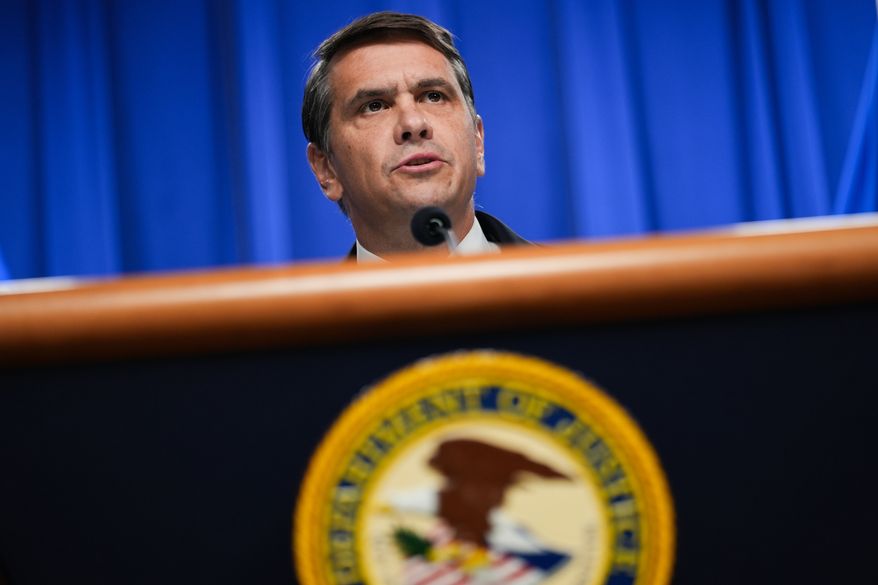 Acting U.S. Attorney General Todd Blanche speaks during a news conference at the Justice Department, May 4, 2026, in Washington. (AP Photo/Julia Demaree Nikhinson, File)