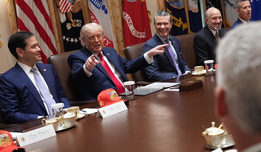 President Donald Trump speaks during a Cabinet meeting at the White House, Wednesday, May 27, 2026, in Washington. (AP Photo/Jacquelyn Martin)