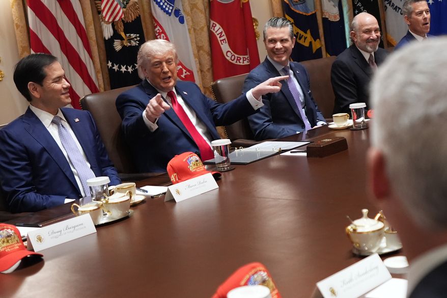 President Donald Trump speaks during a Cabinet meeting at the White House, Wednesday, May 27, 2026, in Washington. (AP Photo/Jacquelyn Martin)