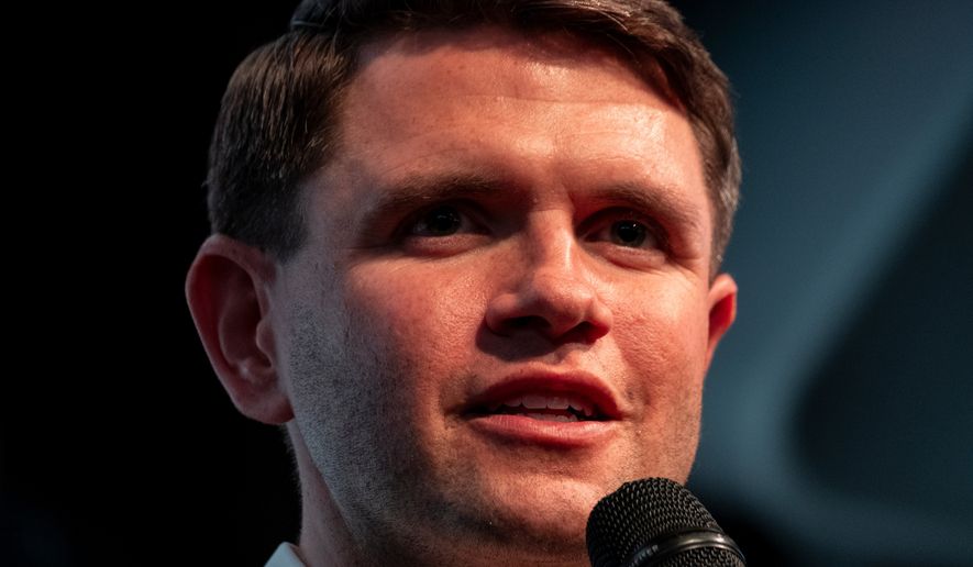 Texas state Rep. and Democratic Senate candidate James Talarico attends a rally in Houston, Wednesday, May 27, 2026. (AP Photo/Joel Angel Juarez)