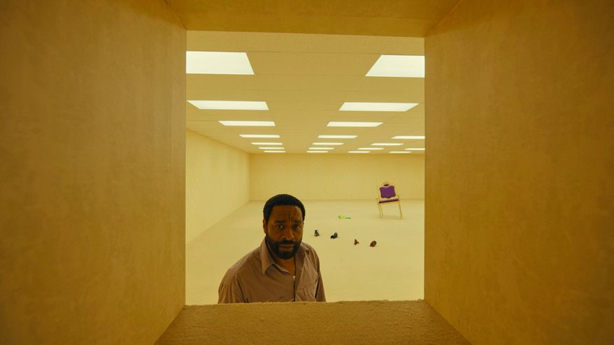 This image released by A24 shows Chiwetel Ejiofor in a scene from "Backrooms." (A24 via AP)