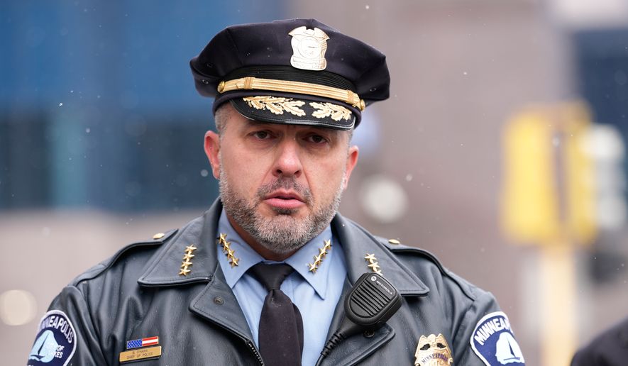 Minneapolis Police Chief Brian O'Hara speaks during a news conference, Jan. 10, 2026, in Minneapolis. (AP Photo/Jen Golbeck, File)