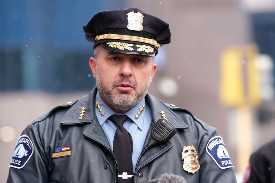 Minneapolis Police Chief Brian O'Hara speaks during a news conference, Jan. 10, 2026, in Minneapolis. (AP Photo/Jen Golbeck, File)