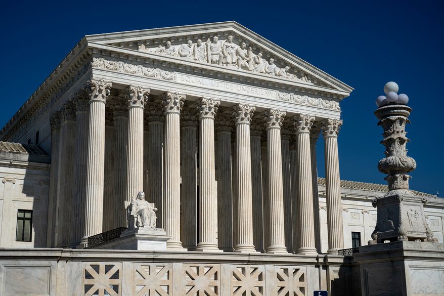The Supreme Court is seen in Washington, Monday, May 18, 2026. (AP Photo/J. Scott Applewhite)