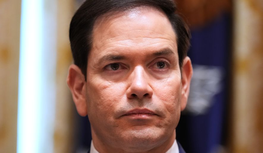 Secretary of State Marco Rubio attends a Cabinet meeting at the White House, Wednesday, May 27, 2026, in Washington. (AP Photo/Jacquelyn Martin)
