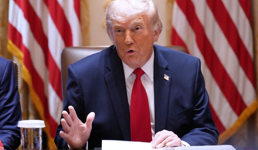 President Donald Trump speaks during a Cabinet meeting at the White House, Wednesday, May 27, 2026, in Washington. (AP Photo/Jacquelyn Martin)