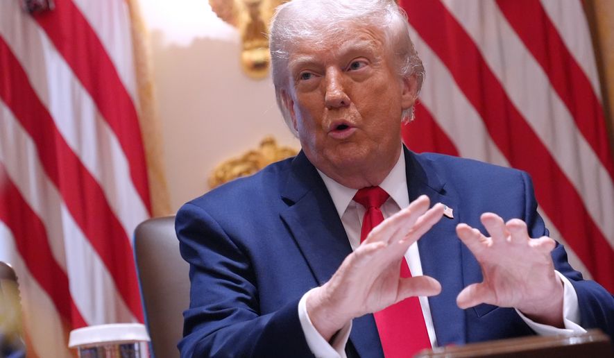 President Donald Trump speaks during a Cabinet meeting at the White House, Wednesday, May 27, 2026, in Washington. (AP Photo/Jacquelyn Martin)