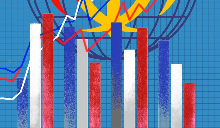 The United States of America's economy during Iran war illustration by Linas Garsys / The Washington Times
