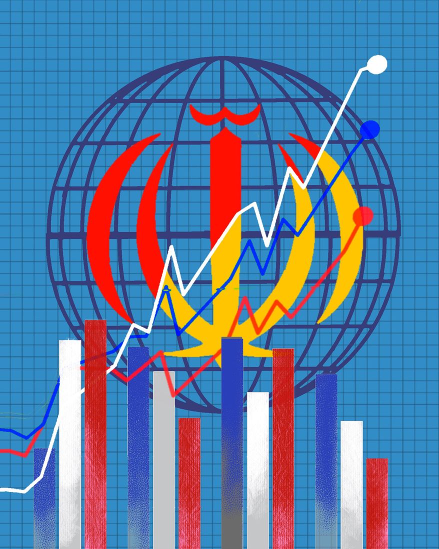 The United States of America's economy during Iran war illustration by Linas Garsys / The Washington Times