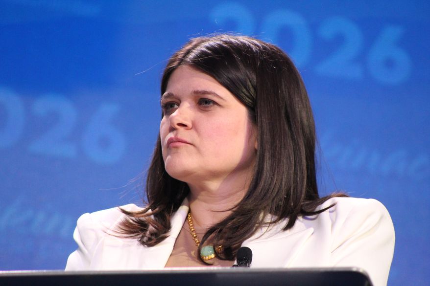 U.S. Rep. Haley Stevens, D-Birmingham, speaks during a debate between the Michigan Democratic candidates running for U.S. Senate on Thursday, May 28, 2026, on Mackinac Island, Mich. (Danielle James/The Flint Journal via AP)