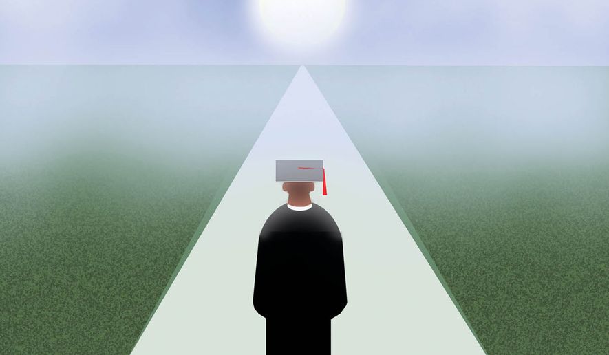 Graduates learning to embrace the unexpected in life illustration by Alexander Hunter/The Washington Times