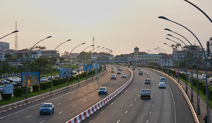A street scene in Malabo, Equatorial Guinea, Saturday, April 25, 2026. (AP Photo/Misper Apawu)