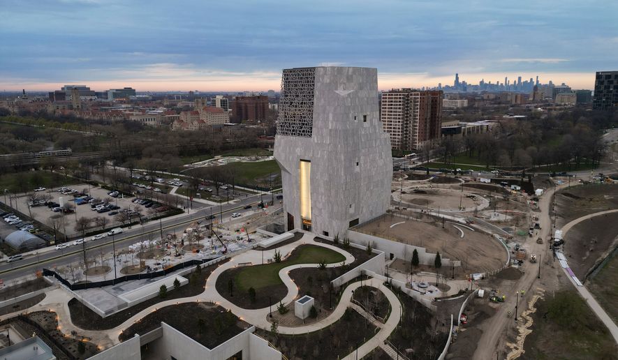 The Obama Presidential Center is seen Thursday, April 9, 2026, in Chicago. (AP Photo/Erin Hooley)