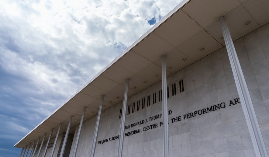 The John F. Kennedy Center for the Performing Arts is seen following a media tour intended to show building damage, April 22, 2026, in Washington. (AP Photo/Julia Demaree Nikhinson) **FILE**