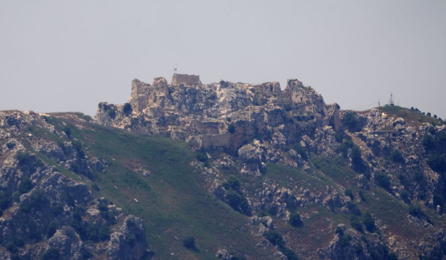 A view of he Beaufort Castle in southern Lebanon as seen from northern Israel, Sunday, May 31, 2026. (AP Photo/Ariel Schalit)