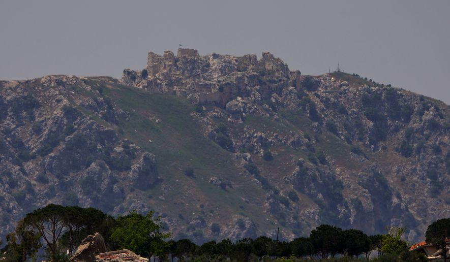 A view of the Beaufort Castle in southern Lebanon as seen from northern Israel, Sunday, May 31, 2026. (AP Photo/Ariel Schalit)