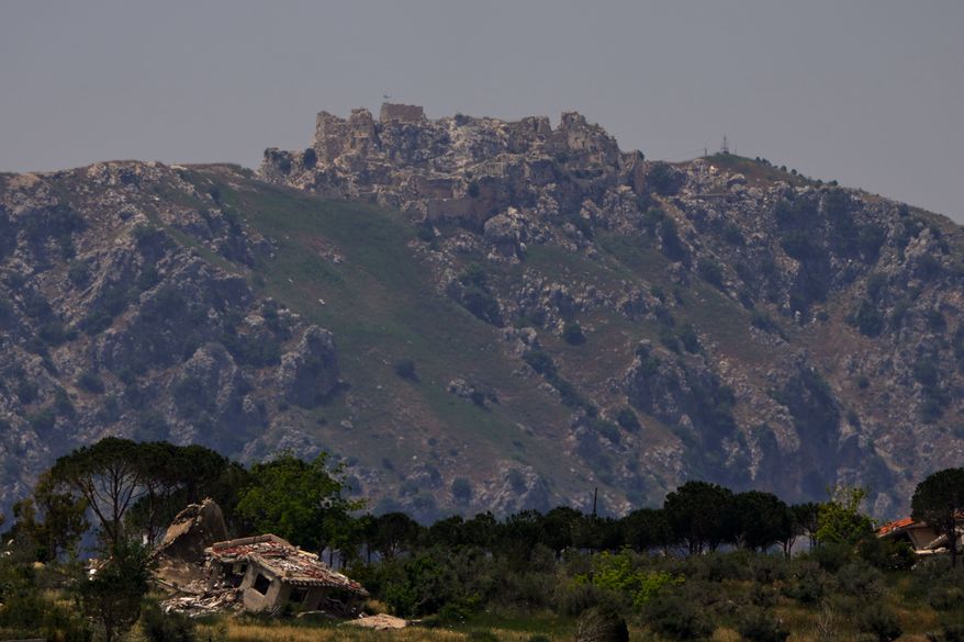 A view of the Beaufort Castle in southern Lebanon as seen from northern Israel, Sunday, May 31, 2026. (AP Photo/Ariel Schalit)