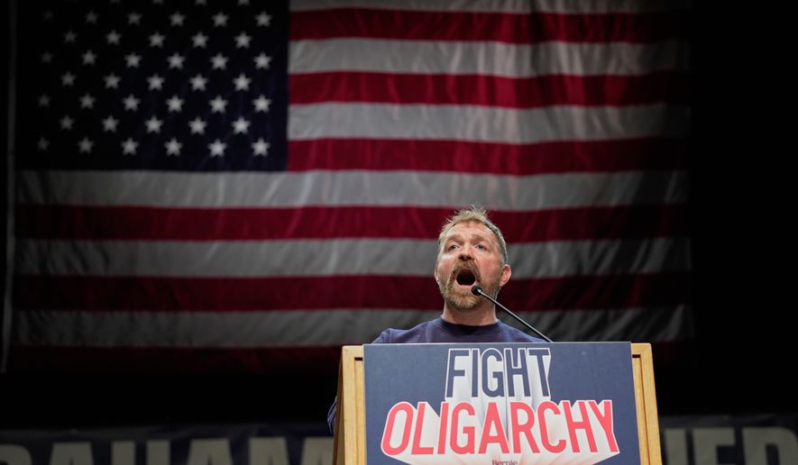 Graham Platner, Democratic candidate for U.S. Senate, speaks at an event hosted by Sen. Bernie Sanders in Orono, Maine, Sunday, May 24, 2026. (AP Photo/Robert F. Bukaty)