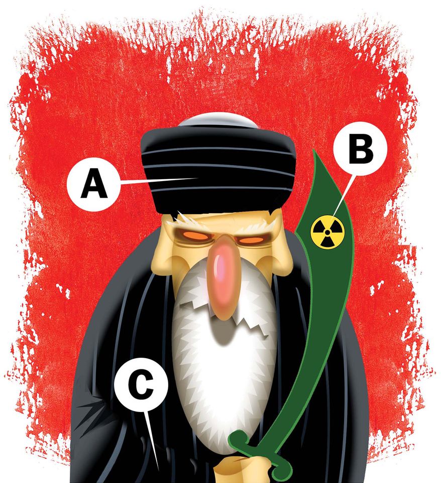 Negotiating with Iran's ruling regime illustration by Alexander Hunter/The Washington Times