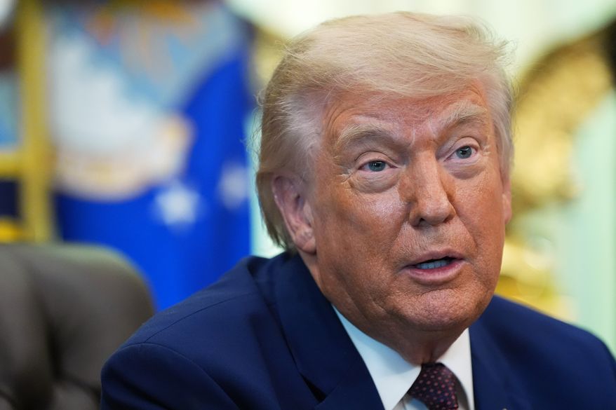 President Donald Trump speaks in the Oval Office of the White House, Wednesday, June 3, 2026, in Washington. (AP Photo/Alex Brandon)