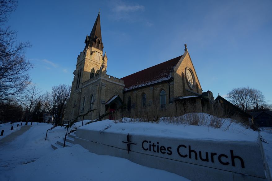 FILE - Cities Church is seen on Jan. 19, 2026, in St. Paul, Minn. (AP Photo/Angelina Katsanis, File)