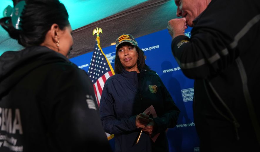 District of Columbia Mayor Muriel Bowser attends a news conference following a shooting at the White House Correspondents' Association Dinner in Washington, April 25, 2026. (AP Photo/Allison Robbert, File)