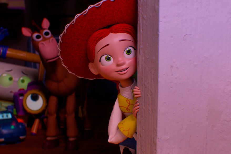 This image released by Pixar shows the character Jessie, voiced by Joan Cusack, in a scene from "Toy Story 5." (Pixar-Disney via AP)