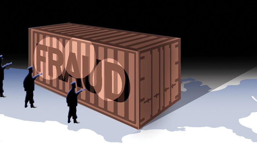 Crackdown on border fraud by the Customs and Border Protection agency illustration by Alexander Hunter/The Washington Times