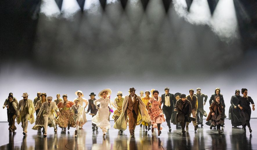 The cast appears during a performance of "Ragtime" in New York on Oct. 8, 2025. (Matthew Murphy via AP)