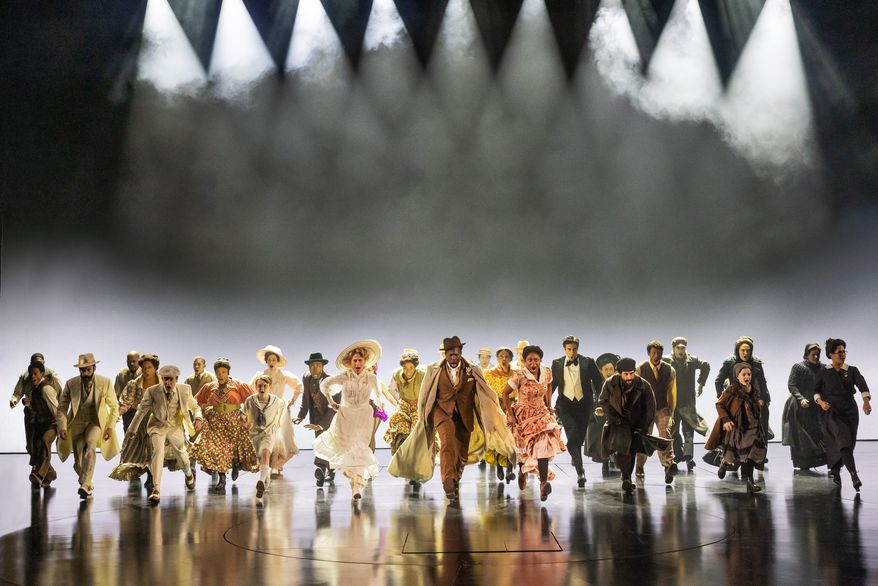 The cast appears during a performance of "Ragtime" in New York on Oct. 8, 2025. (Matthew Murphy via AP)