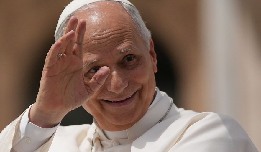 Pope Leo XIV waves as he leaves after his weekly general audience in St. Peter's Square at The Vatican, Wednesday, June 3, 2026. (AP Photo/Andrew Medichini)
