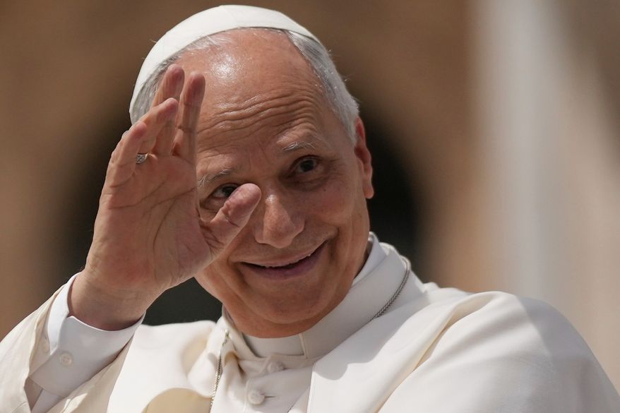 Pope Leo XIV waves as he leaves after his weekly general audience in St. Peter's Square at The Vatican, Wednesday, June 3, 2026. (AP Photo/Andrew Medichini)