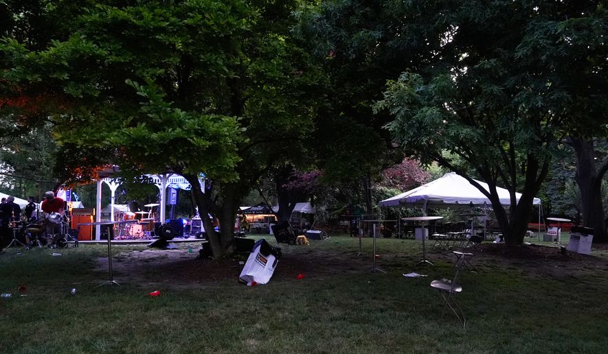 The Agnes Reynolds Jackson Arboretum is shown where multiple people were shot at a community festival Saturday, June 6, 2026, in Toledo, Ohio. (AP Photo/Paul Sancya)
