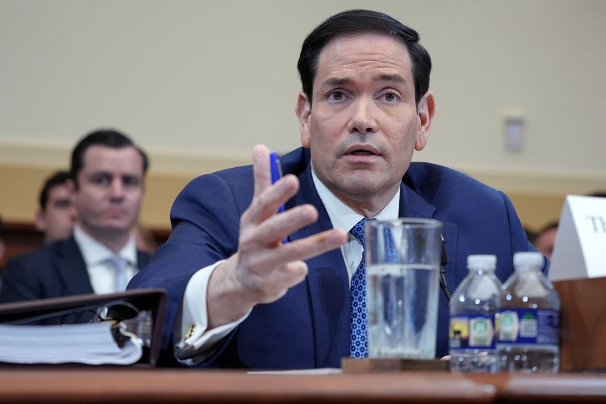 Secretary of State Marco Rubio speaks during a House Committee on Foreign Affairs hearing, Wednesday, June 3, 2026, on Capitol Hill, in Washington. (AP Photo/Mariam Zuhaib)