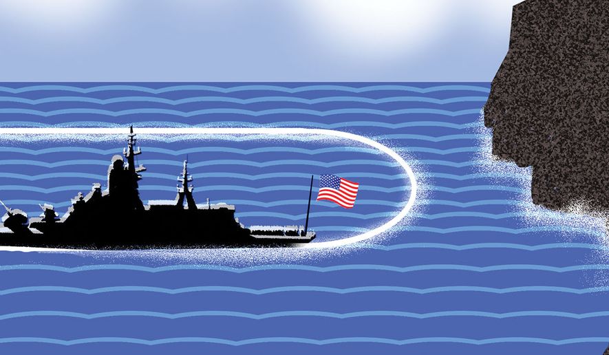The United States of America's Navy changing direction illustration by Alexander Hunter/The Washington Times