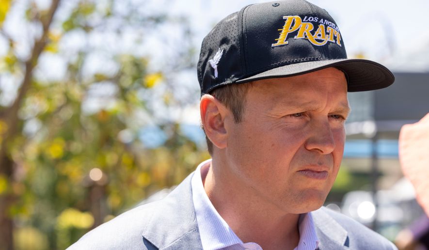 Los Angeles mayoral candidate Spencer Pratt during a campaign event Sunday, May 31, 2026, in Los Angeles. (AP Photo/Jill Connelly)