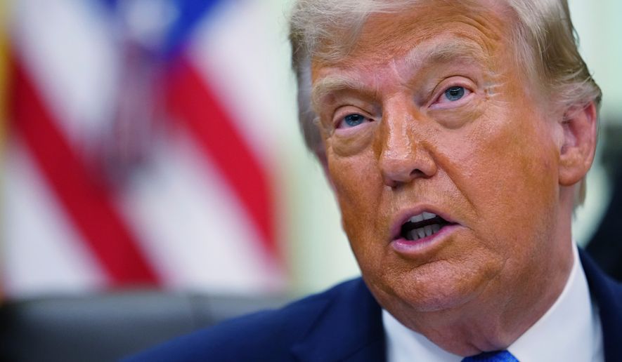President Donald Trump speaks in the Oval Office of the White House, Wednesday, June 10, 2026, in Washington. (AP Photo/Julia Demaree Nikhinson)