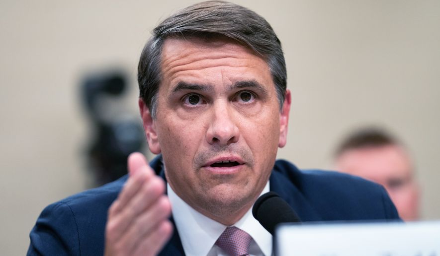 Acting Attorney General Todd Blanche testifies before the House Appropriations Committee, Tuesday, June 2, 2026 in Washington. (AP Photo/Allison Robbert)