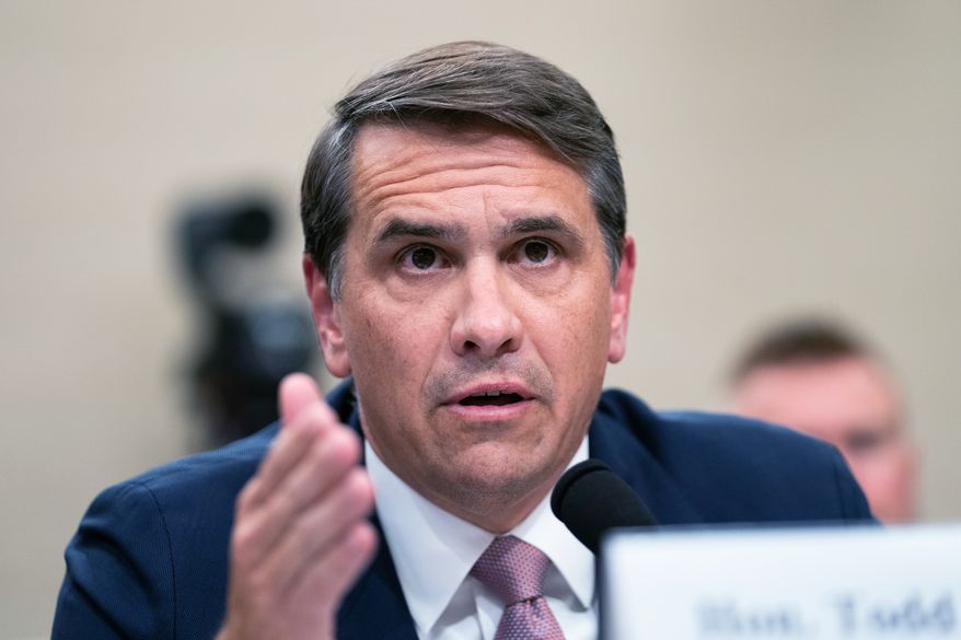 Acting Attorney General Todd Blanche testifies before the House Appropriations Committee, Tuesday, June 2, 2026 in Washington. (AP Photo/Allison Robbert)