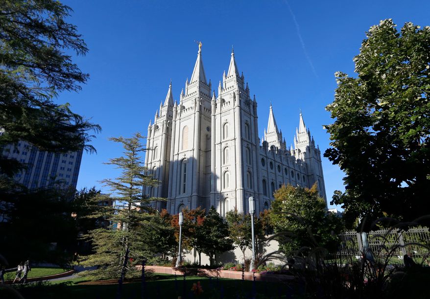 The Salt Lake Temple stands at Temple Square in Salt Lake City, Oct. 5, 2019. (AP Photo/Rick Bowmer, File)