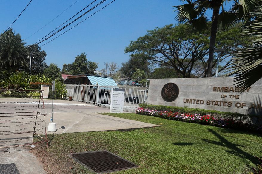 This shows the U.S. Embassy in Yangon, Myanmar, on Feb. 13, 2021. (AP Photo, File)
