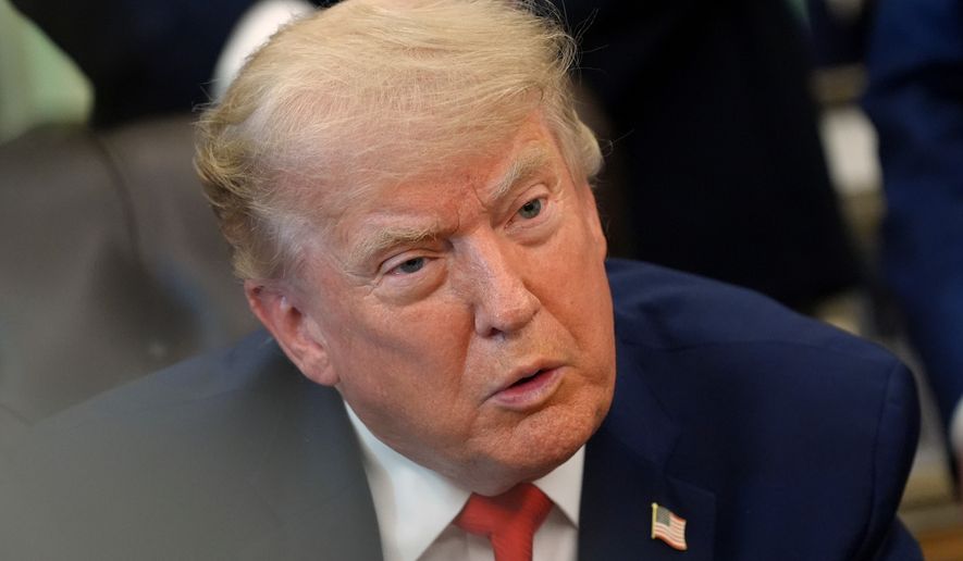 President Donald Trump speaks during an event to sign a proclamation about the fishing industry, in the Oval Office of the White House, Thursday, June 11, 2026, in Washington. (AP Photo/Jacquelyn Martin)