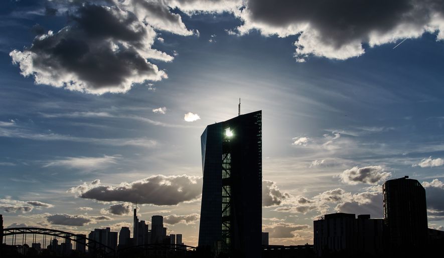 The European Bank is pictured in Frankfurt, Germany, Tuesday, June 9, 2026. (AP Photo/Michael Probst)