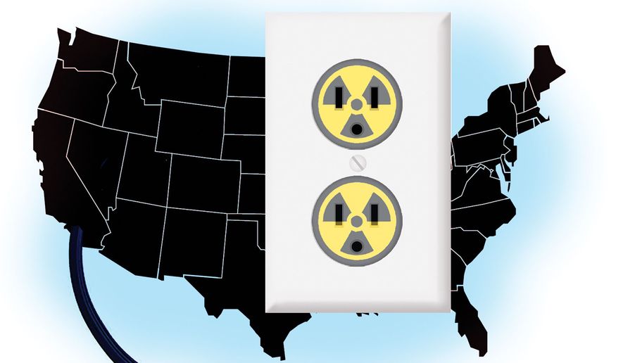 Use of nuclear power in the United States of America illustration by Alexander Hunter/The Washington Times
