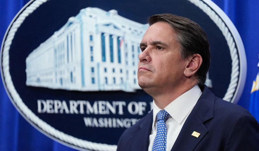 Acting Attorney General Todd Blanche listens during a news conference on unaccompanied children at the Justice Department Thursday, June 11, 2026, in Washington. (AP Photo/Manuel Balce Ceneta)