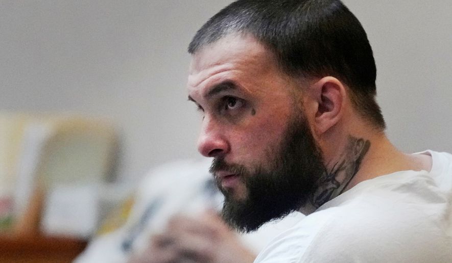 FILE - Adam Montgomery listens during his sentencing hearing at Hillsborough Superior Court, May 9, 2024, in Manchester, N.H. (AP Photo/Charles Krupa, Pool, File)