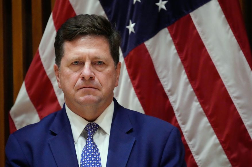 Jay Clayton, U.S. Attorney for the Southern District of New York, listens during a news conference in New York, March 9, 2026. (AP Photo/Seth Wenig) **FILE**
