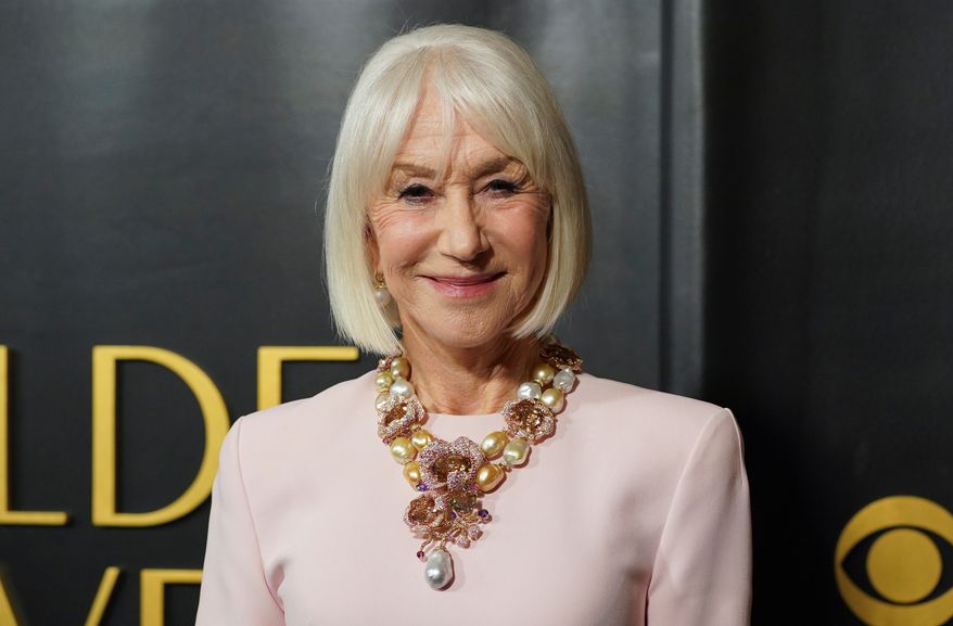 Helen Mirren arrives at the Golden Globes Golden Eve on Tuesday, Jan. 6, 2026, at The Beverly Hilton Hotel, in Beverly Hills, Calif. (Photo by Jordan Strauss/Invision/AP)