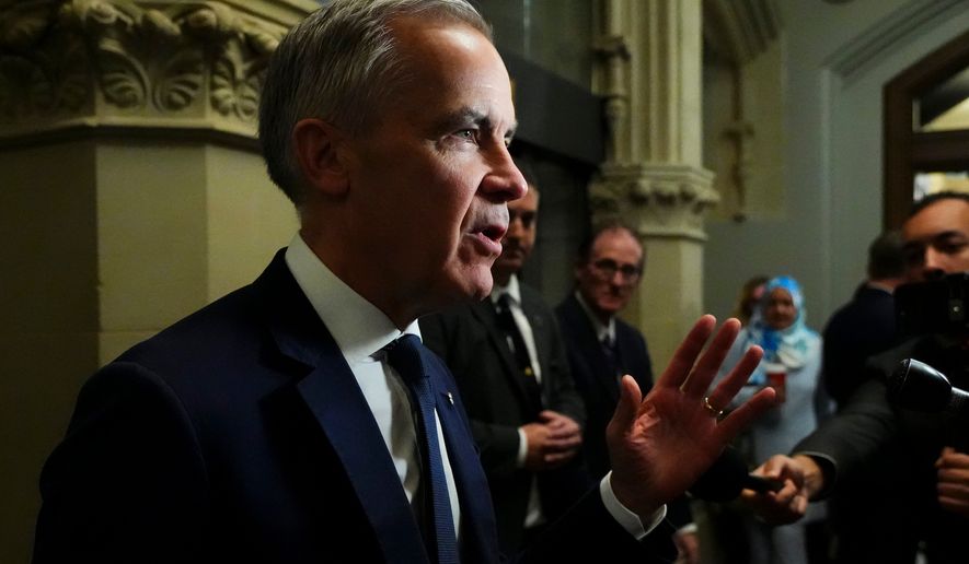 Prime Minister Mark Carney arrives to a caucus meeting in Ottawa on Wednesday, June 10, 2026. (Sean Kilpatrick/The Canadian Press via AP)