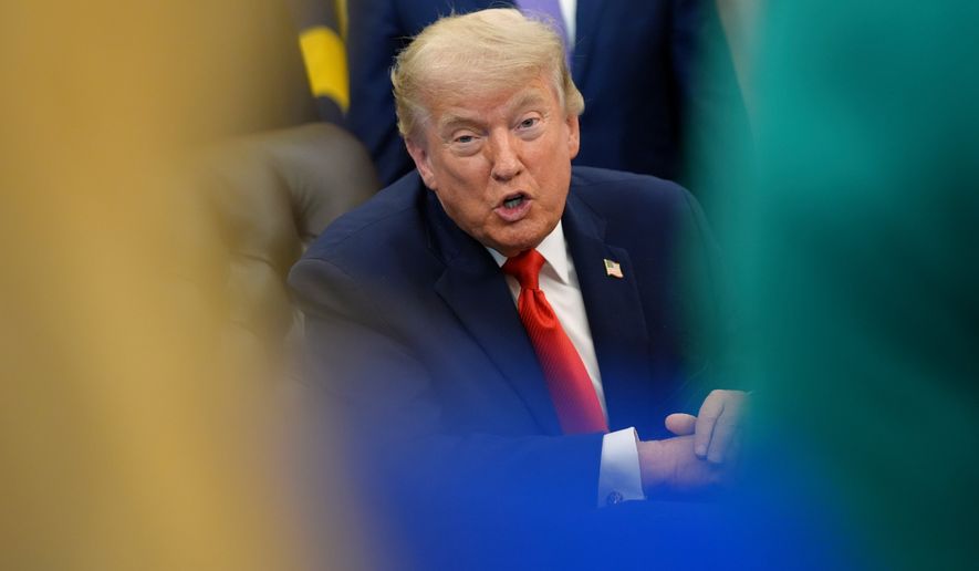 President Donald Trump speaks during an event to sign a proclamation about the fishing industry, in the Oval Office of the White House, Thursday, June 11, 2026, in Washington. (AP Photo/Jacquelyn Martin)